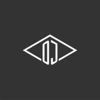 Initials OJ logo monogram with simple diamond line style design vector