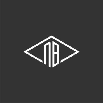 Initials NB logo monogram with simple diamond line style design vector