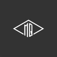 Initials MQ logo monogram with simple diamond line style design vector