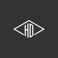 Initials HO logo monogram with simple diamond line style design vector