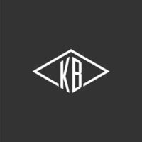 iniciales kb logo monograma con sencillo diamante línea estilo diseño vector