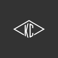 Initials KC logo monogram with simple diamond line style design vector