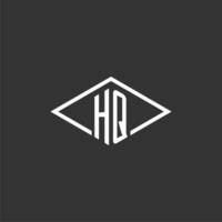 Initials HQ logo monogram with simple diamond line style design vector