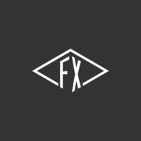 Initials FX logo monogram with simple diamond line style design vector