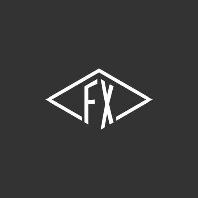 Initials FX logo monogram with simple diamond line style design