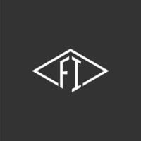 Initials FI logo monogram with simple diamond line style design vector