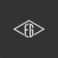 Initials EG logo monogram with simple diamond line style design vector