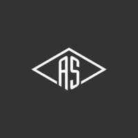 Initials AS logo monogram with simple diamond line style design vector