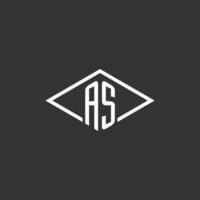 Initials AS logo monogram with simple diamond line style design vector