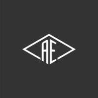 Initials AE logo monogram with simple diamond line style design vector