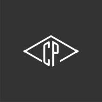 Initials CP logo monogram with simple diamond line style design vector