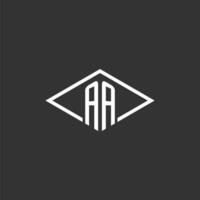 Initials AA logo monogram with simple diamond line style design vector