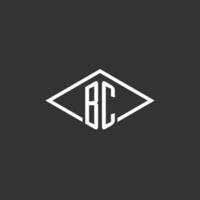Initials BC logo monogram with simple diamond line style design vector