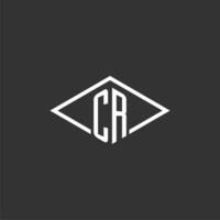 Initials CR logo monogram with simple diamond line style design vector