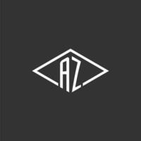 Initials AZ logo monogram with simple diamond line style design vector