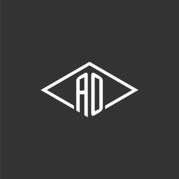 Initials AO logo monogram with simple diamond line style design vector