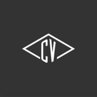 Initials CV logo monogram with simple diamond line style design vector