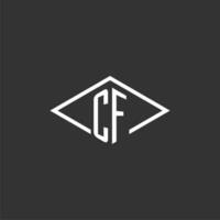 Initials CF logo monogram with simple diamond line style design vector