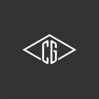 Initials CG logo monogram with simple diamond line style design vector