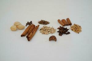 spices and herbs on a white background photo