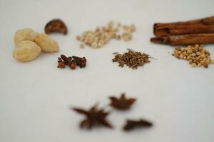 spices and herbs on a white background photo