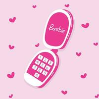 Barbie Phone Hand Drawn Illustration vector