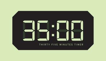 35 Minutes Timer Icon, Digital Clock. Retro Led Design. Isolated Vector