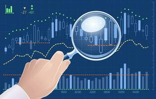 Technical Analysis Of Exchange Trading. Graphic illustration on the theme of Stock Markets or Stock Exchange. vector