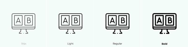 ab pruebas icono. delgado, luz, regular y negrita estilo diseño aislado en blanco antecedentes vector