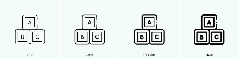abc block icon. Thin, Light, Regular And Bold style design isolated on white background vector