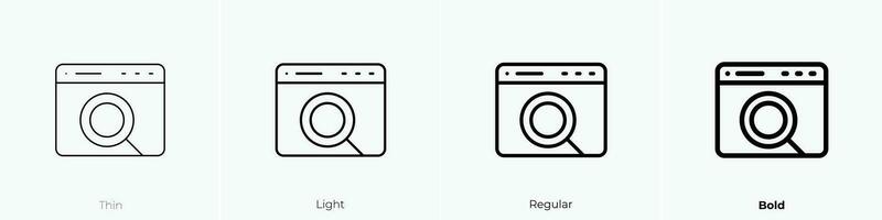 window icon. Thin, Light, Regular And Bold style design isolated on white background vector