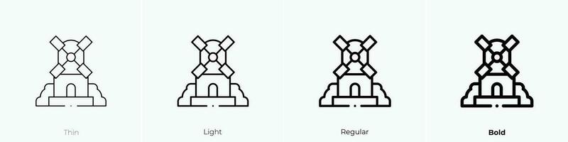 molino icono. delgado, luz, regular y negrita estilo diseño aislado en blanco antecedentes vector