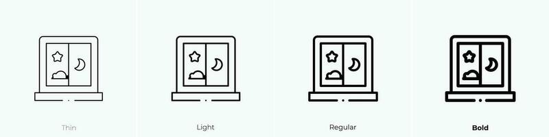 ventana icono. delgado, luz, regular y negrita estilo diseño aislado en blanco antecedentes vector