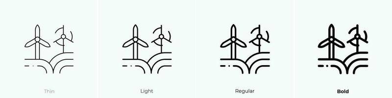 wind energy icon. Thin, Light, Regular And Bold style design isolated on white background vector