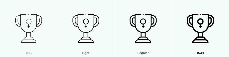 win icon. Thin, Light, Regular And Bold style design isolated on white background vector