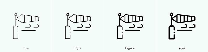 windsock icon. Thin, Light, Regular And Bold style design isolated on white background vector