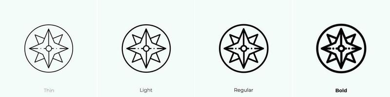 windrose icon. Thin, Light, Regular And Bold style design isolated on white background vector