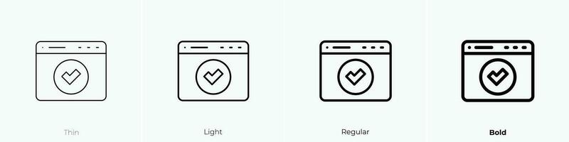 window icon. Thin, Light, Regular And Bold style design isolated on white background vector