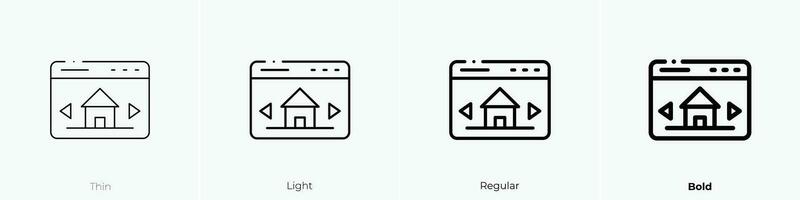 window icon. Thin, Light, Regular And Bold style design isolated on white background vector