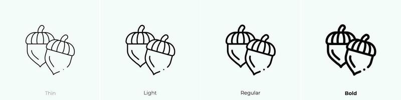 acorn icon. Thin, Light, Regular And Bold style design isolated on white background vector