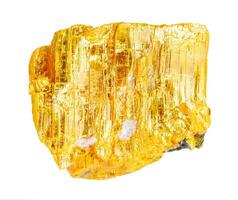 rough Orpiment rock isolated on white photo