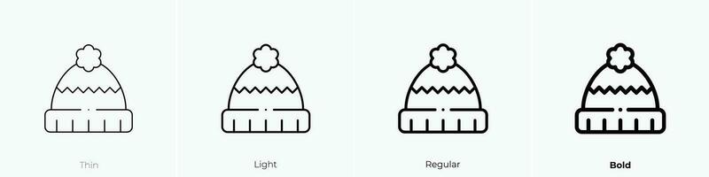 winter hat icon. Thin, Light, Regular And Bold style design isolated on white background vector