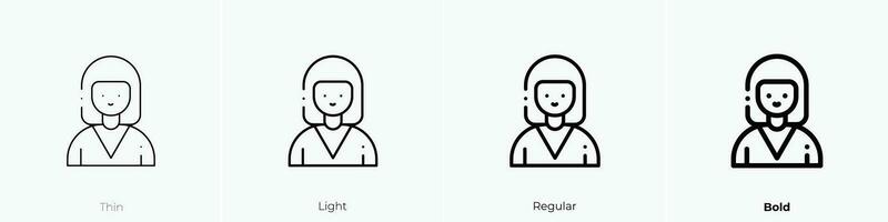 women icon. Thin, Light, Regular And Bold style design isolated on white background vector