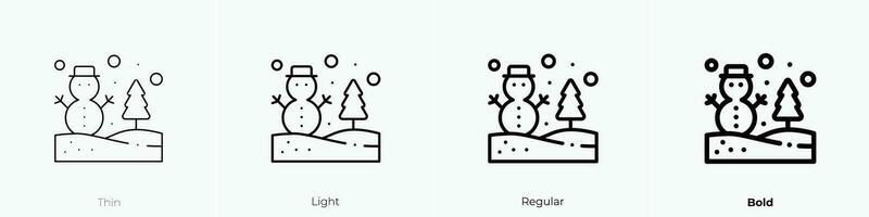 winter icon. Thin, Light, Regular And Bold style design isolated on white background vector