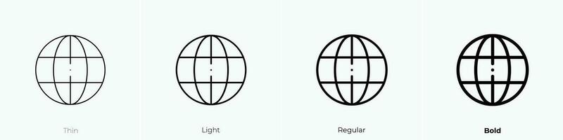 world grid icon. Thin, Light, Regular And Bold style design isolated on white background vector