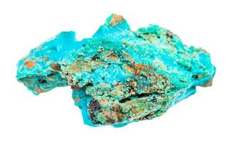 raw Chrysocolla rock isolated on white photo