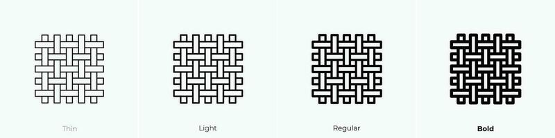 woven icon. Thin, Light, Regular And Bold style design isolated on white background vector