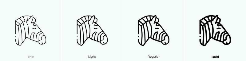 zebra icon. Thin, Light, Regular And Bold style design isolated on white background vector