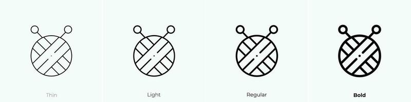 yarn ball icon. Thin, Light, Regular And Bold style design isolated on white background vector