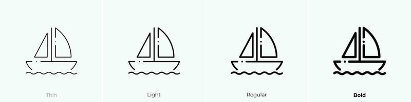 yacht icon. Thin, Light, Regular And Bold style design isolated on white background vector